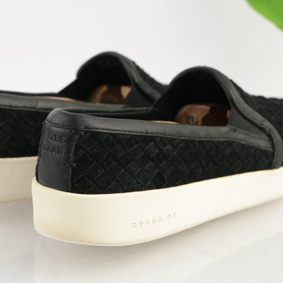Cole Haan Womens Grandpro Slip On Shoes Size 9 Black Woven Suede Sporty Loafers - Picture 5 of 11